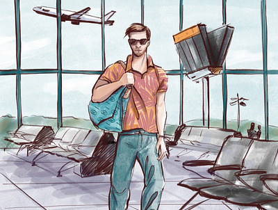 Dreams about travelling airport fashion illustration illustration procreate sketch travel