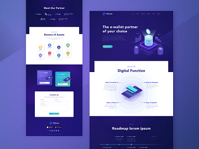 EZCoin cryptocurrency - landing page clean crypto wallet cryptocurrency dark design illustration pc ui webdesign xd