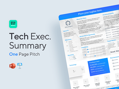 Tech One-Page Pitch Template business pitch creative design executive summary keynote keynote design keynote presentation mockup powerpoint powerpoint design powerpoint presentation powerpoint template summary template tech startup tech startup fintech software