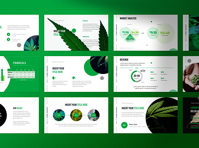 Cannabis Pitch Deck Template bright cannabis cbd circles clean dispensary figma mockup green hemp marijuana mockup modern pitch pitch deck powerpoint ppt ppt template presentation startup vibrant