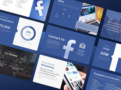 Facebook Pitch Deck Template advertisement blue facebook facebook ads facebook pitch deck graphic design investor investor deck pitch deck powerpoint presentation presentation template slide deck slide design slides startup template venture capital