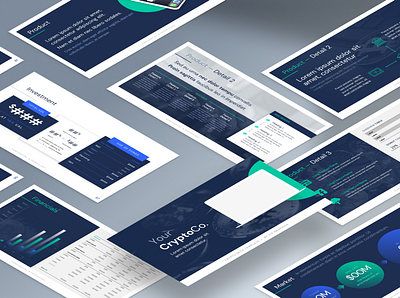 Crypto Pitch Deck Template app blockchain clean creative crypto cryptocurrency deck dlt figma mockup mockup template pitch deck powerpoint ppt presentation slide slides tech template turquoise