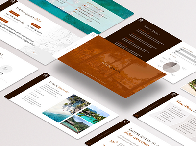 Hotel / Resort Pitch Deck Template airbnb beach brown creative graphic design hospitality hotel minimalist pitch deck powerpoint ppt presentation raw sienna resort slide deck slide design slides startup template travel