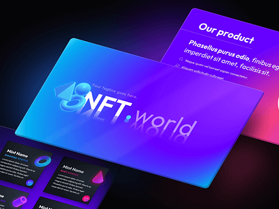 NFT / Crypto Pitch Deck Template 3d 3d icon blockchain crypto cryptocurrency cyan dao gradient holographic mesh gradient mint nft pitch decks pithc deck ppt presentation presentation template presentations purple web3