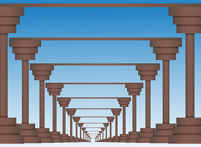 2D Pillars Corridor 2d adobe art blue corridor design flat design illustration illustrator pillars sky