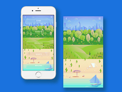 Xplore app cities design explore landscape lines moscow travel ui ux vector virginia
