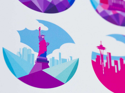 City Badges badges cities color illustration illustrator low nyc poly sketch throwback