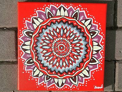 Šamanská mandala acryl mandala painting