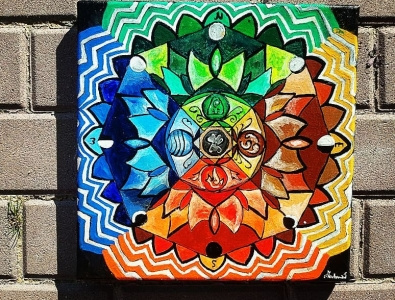 Mandala 5 elementov acryl mandala painting