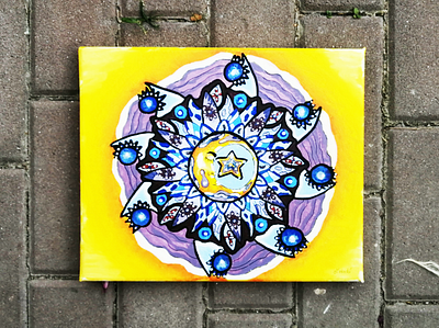 Moon acryl mandala painting