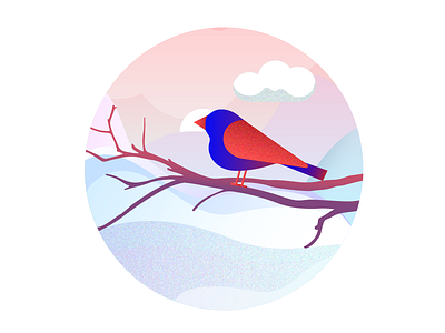 Bird Icon app bird clouds illustration nature sketch sky ui winter.