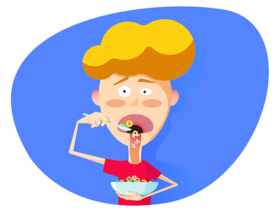 Ninja Star Cereal blue boy breakfast cereal face food illustration ui