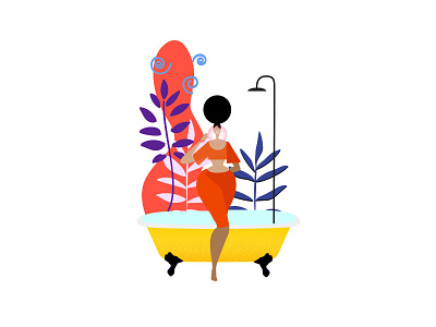 Bath time bath bubbles. character flat icon illustration