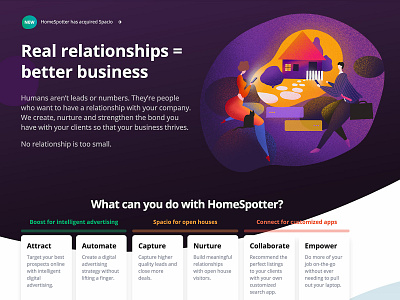 Homespotter building businesman business cat character clean color flat home illustration minimalistic purple real estate ui vector web website