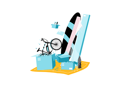Happy Shipping app bike box delivery illustration shipping app shipping box thank you e mail ui