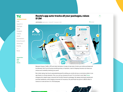 TC Article app branding illustration product shipping tech tech crunch tracking ui