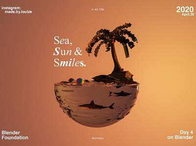 Sea, sun, & smiles - 3D 3d 3d art blender orange
