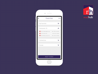 App Design - Realhub - Favorites Screen app application mobile realhub realty ui ux