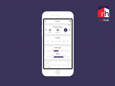 App Design - Realhub - Filters Screen app application mobile realhub realty ui ux