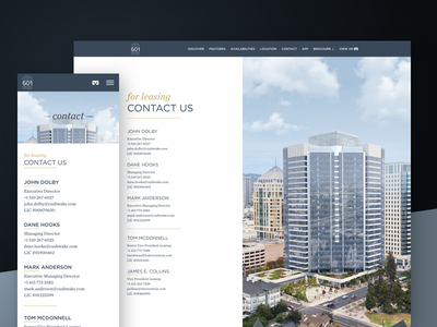For Leasing Contact — 601citycenter.com responsive design website