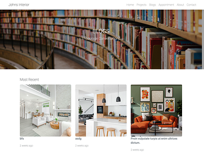 Website for Interior designing blogs interior design ui website