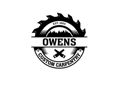 Owens Custom Carpentry brand branding carpentry custom design illustration logo owens saw saw blade shop typography vector wood woodworking