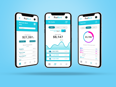 FirstBank - Banking App app store bank banking banking app banking ui branding design figma firstbank iphone line graph management mockup money phone radial graph ui uiux ux vector