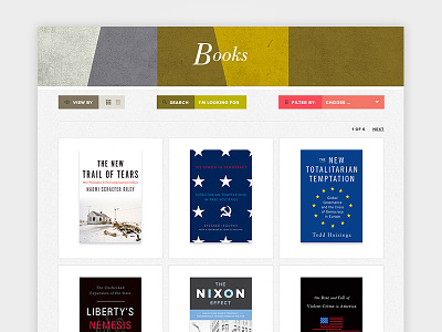 Book Publisher Archive Page books covers desktop filters grid pattern web design website