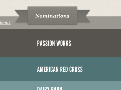 Nominations page banner flag gray teal web design