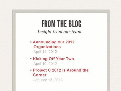 From the Blog blog cream links list neutral project c red sidebar texture