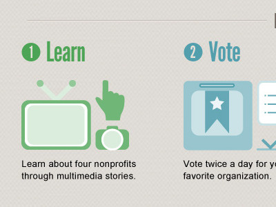 Learn + Vote Icons blue flag green how to icon iconography list monochromatic playful project c