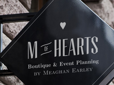 M Of Hearts Signage black and white heart logo sinage