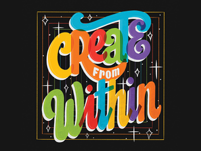 Create From Within 50s custom lettering lettering rainbow retro design retro lettering