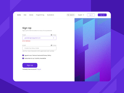 Sign Up Web User Interface V.2