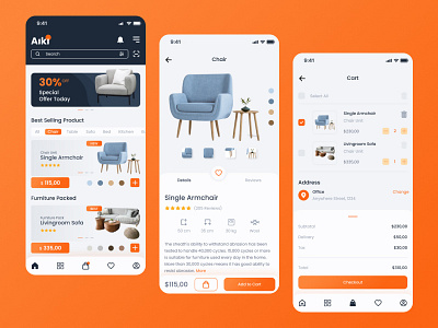 Aiki - Furniture App app furniture graphic graphic design interface mobile ui uiux ux