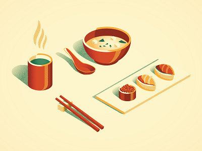 Menu pt. 1 food illustration japanese soup sushi tea