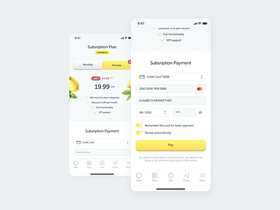 Subsription Payment with Credit Card in an app