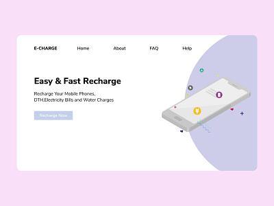 E-CHARGE Website design illustration illustrator recharge app ui web design website