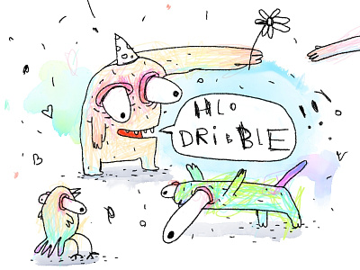 Hello, Dribbble! art bird cartoon cat character character design comics cute drawing dribble funny hello illustration paint painting paper pencil watercolor