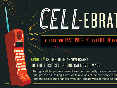 Cell-ebration Mashable Header editorial header illustration infographic layout retro typography vector