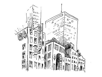 Cityscape Illustration city cityscape doodle illustration motel sketch