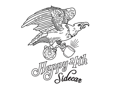 Sidecar Donuts July 4th Stamp 4th of july america bald eagle coffee donut eagle illustration vector