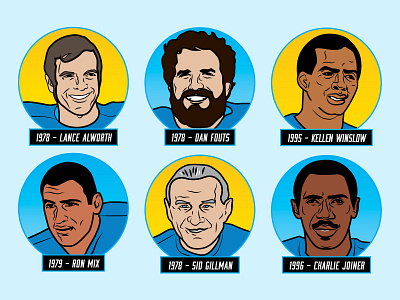 Chargers Hall Of Fame chargers football illustration nfl person portrait vector