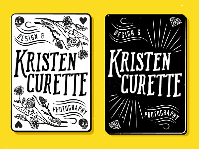 Kristen Curette Playing Card Logo card diamond flowers hand drawn illustration logo skull