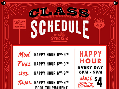 Class Weekly Schedule Poster 3d bar dive poster typography