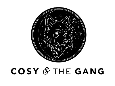 Cosy & The Gang Logo B astronomy branding constellation illustration logo stars wolf