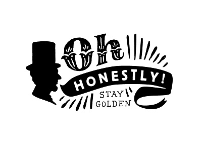Oh Honestly Logos B american banner hand drawn lincoln logo silhouette stars type vintage