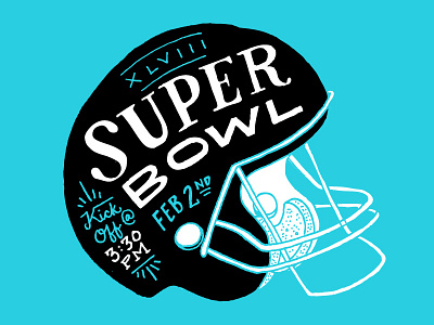 Superbowl Graphic for Class of 47 Poster football hand drawn helmet super bowl typography