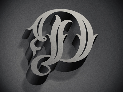 Type Fight - The Letter D 3d drop cap drop shadow film noir lettering script typography