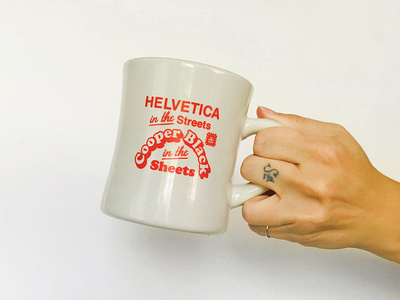 "Helvetica In The Streets" Typography Mug coffee coffee cup cooper black funny gift helvetica hoodzpah lettering mug pun typography